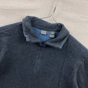 Saks Fifth Avenue Quarter Zip Pullover Mens Small Navy Blue‎ Ribbed Cotton Knit